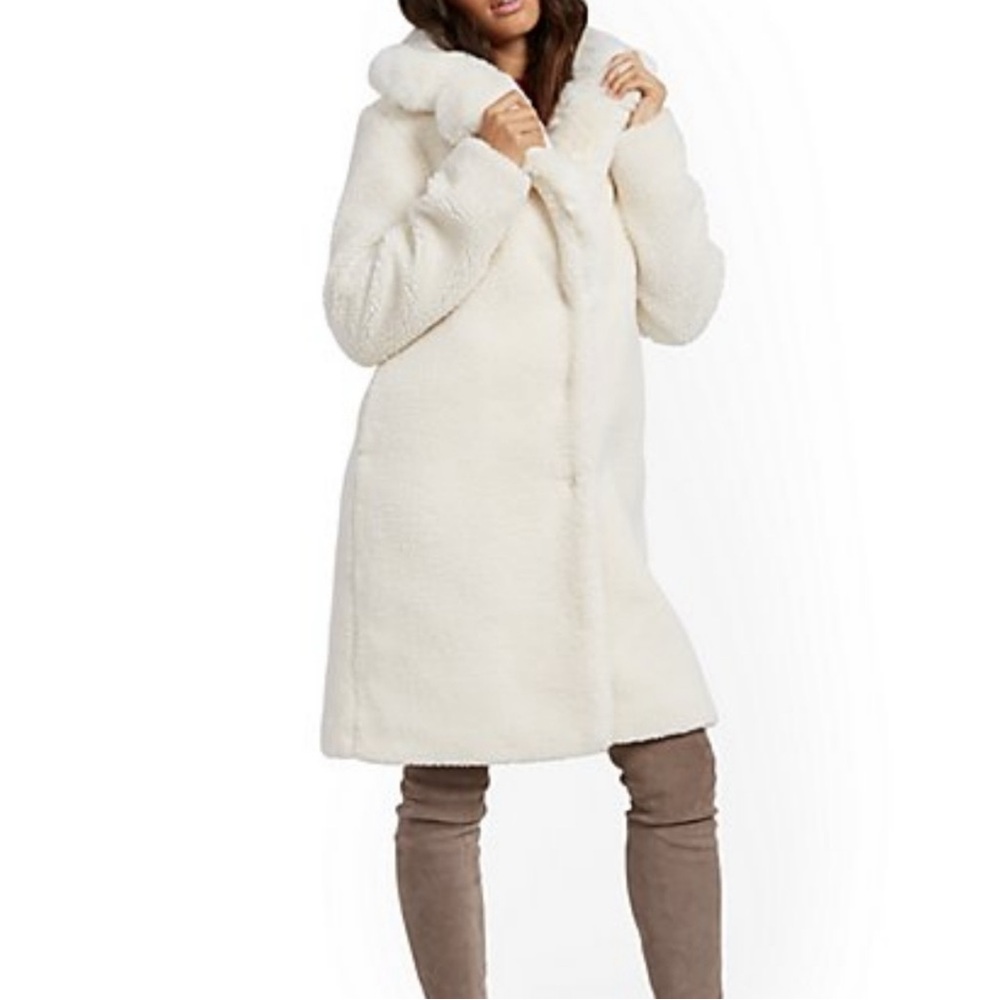 New York & Company Cream Teddy Jacket